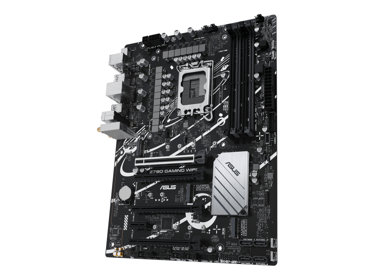 Sure, here is the corrected and grouped text from the image:

---

**ASUS**

**Z790 GAMING WIFI**

**SATA1 SATA2 SATA3 SATA4**

**M.2**

**USB 3.2 Gen 2x2**

**USB 3.2 Gen 2**

**USB 3.2 Gen 1**

**USB 2.0**

**LAN**

**AUDIO**

**PCI-E x16**

**PCI-E x1**

**PCI-E x1**

**PCI-E x1**

**PCI-E x1**

**PCI-E x1**

**PCI-E x1**

**PCI-E x1**

**PCI-E x1**

**PCI-E x1**

**PCI-E x1**

**PCI-E x1**

**PCI-E x1**

**PCI-E x1**

**PCI-E x1**

**PCI-E x1**

**PCI-E x1**

**PCI-E x1**

**PCI-E x1**

**PCI-E x1**

**PCI-E x1**

**PCI-E x1**

**PCI-E x1**

**PCI-E x1**

**PCI-E x1**

**PCI-E x1**

**PCI-E x1**

**PCI-E x1