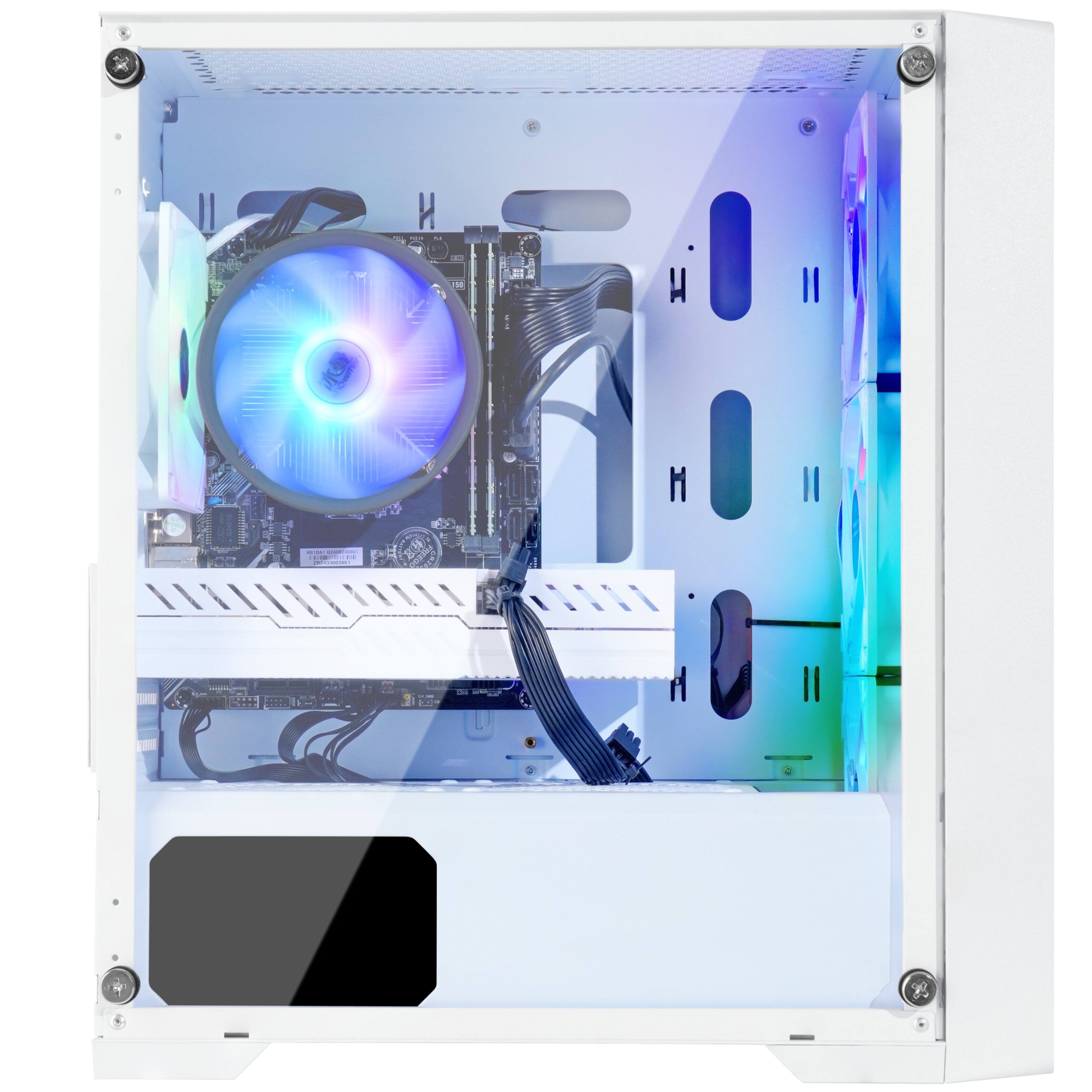 Left. Blackout Computers - Eclipse V2 - Gaming Desktop - Intel Core i7 - AMD RX 580 8GB - 16GB Memory - 1TB PCIE 3.0 SSD - Windows 11 Pro - RGB VR - Matte White.
