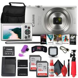 Canon - PowerShot ELPH 180 Digital Camera (Silver) + 2 x 32GB Cards + More Bundle