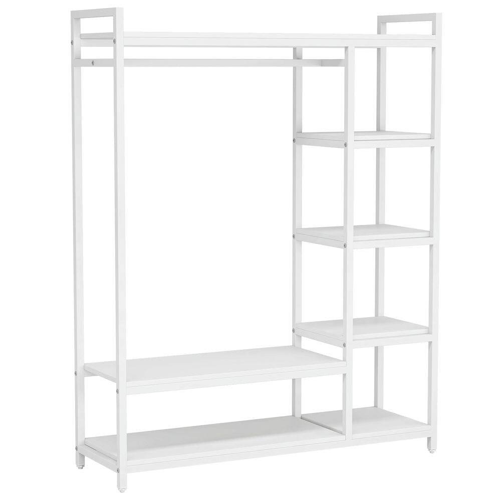 Angle. Kadyn - Kadyn Freestanding Closet Organizer with 6 Shelves and Hanging Bar,White - White.