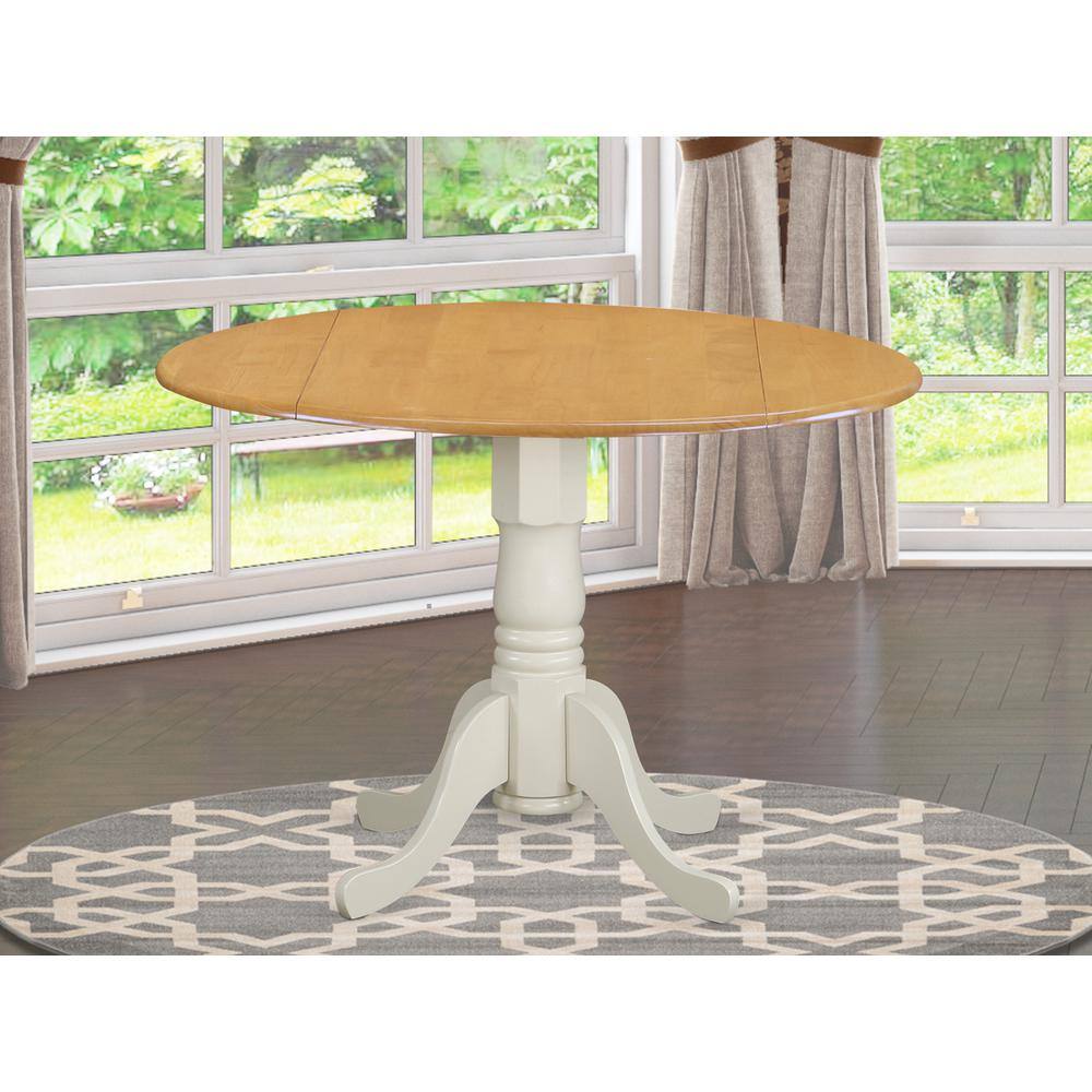 Angle. East West Furniture - East West Furniture DLT-OLW-TP Dublin Modern Kitchen Table, a Round Dining Table with Dropleaf & Pedestal Base - Brown.