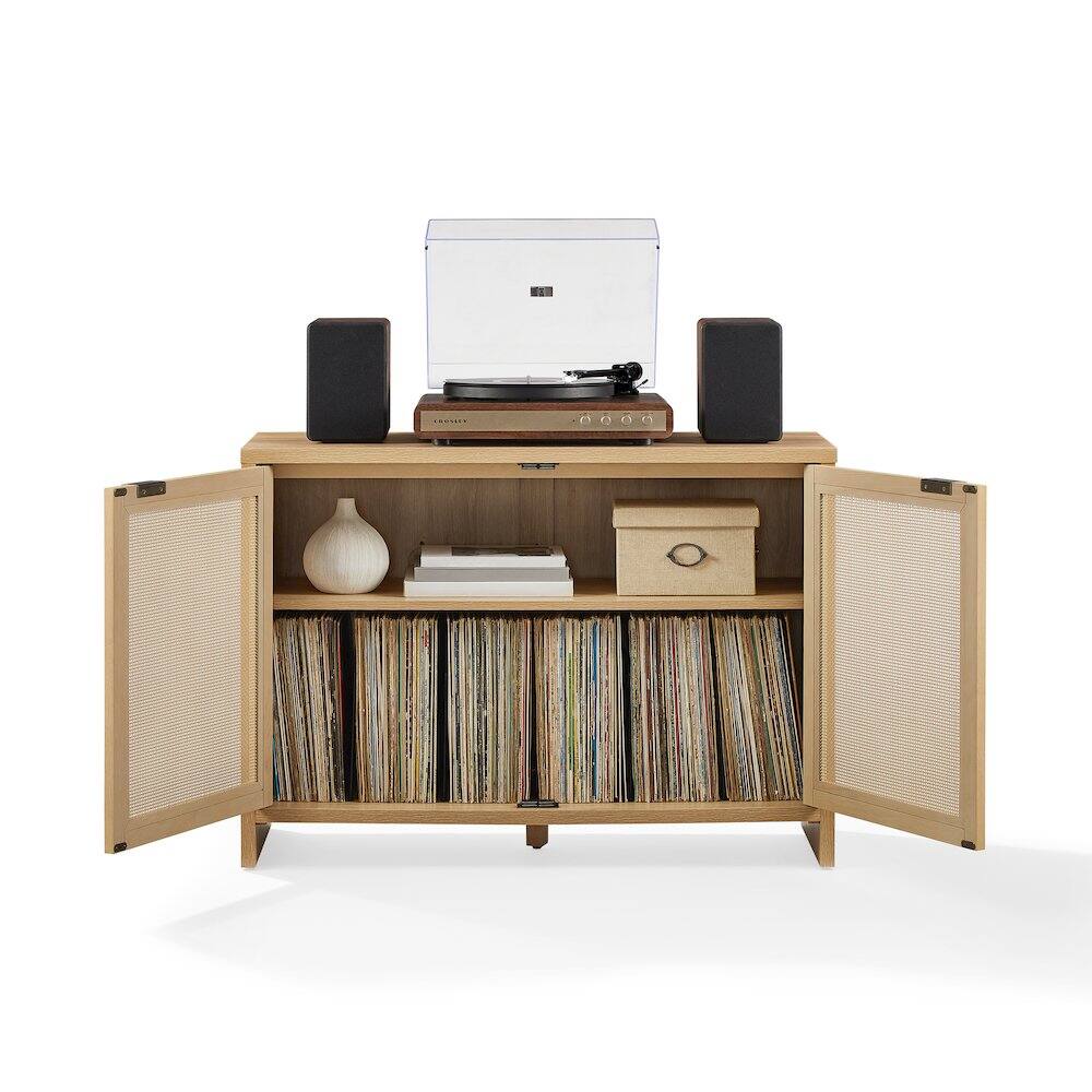 Alt View 3. Crosley Furniture - Kenji Record Player Cabinet with Vinyl Storage, Media Stand - White.