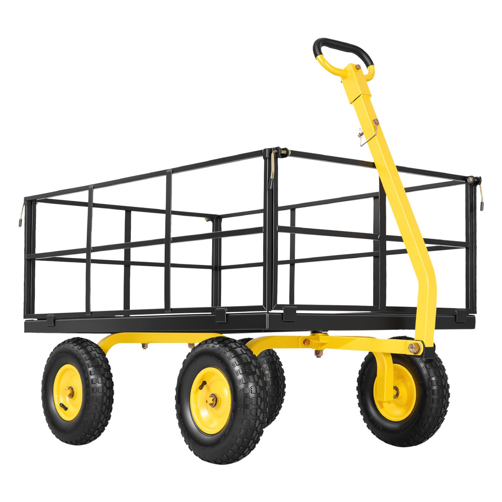 Alt View 5. VEVOR - Steel Garden Cart, 1400 lbs Heavy Duty Pullable Garden Wagon Yard Cart, 2 in 1 Outdoor Metal Utility Wagon Yard Trailer - Yellow;Black.