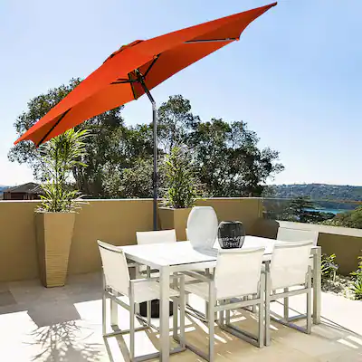 costway 9ft patio umbrella 11 x 9 ft Cantilever with 360 Rotation and Easy Tilt Adjustment-Beige enhancing your outdoor decor 9 Feet Solar LED Lighted