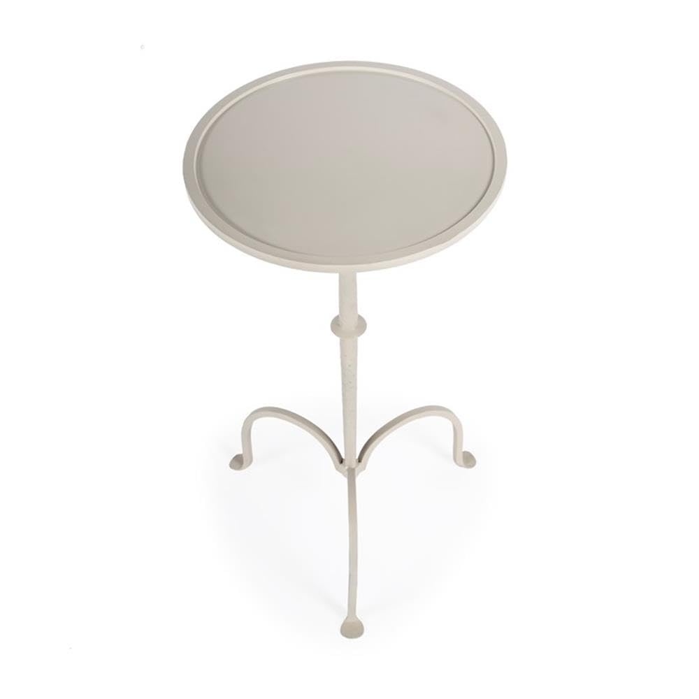 Alt View 1. Butler Specialty - Founders Griege Iron Pedestal Side Table - Gray And White.