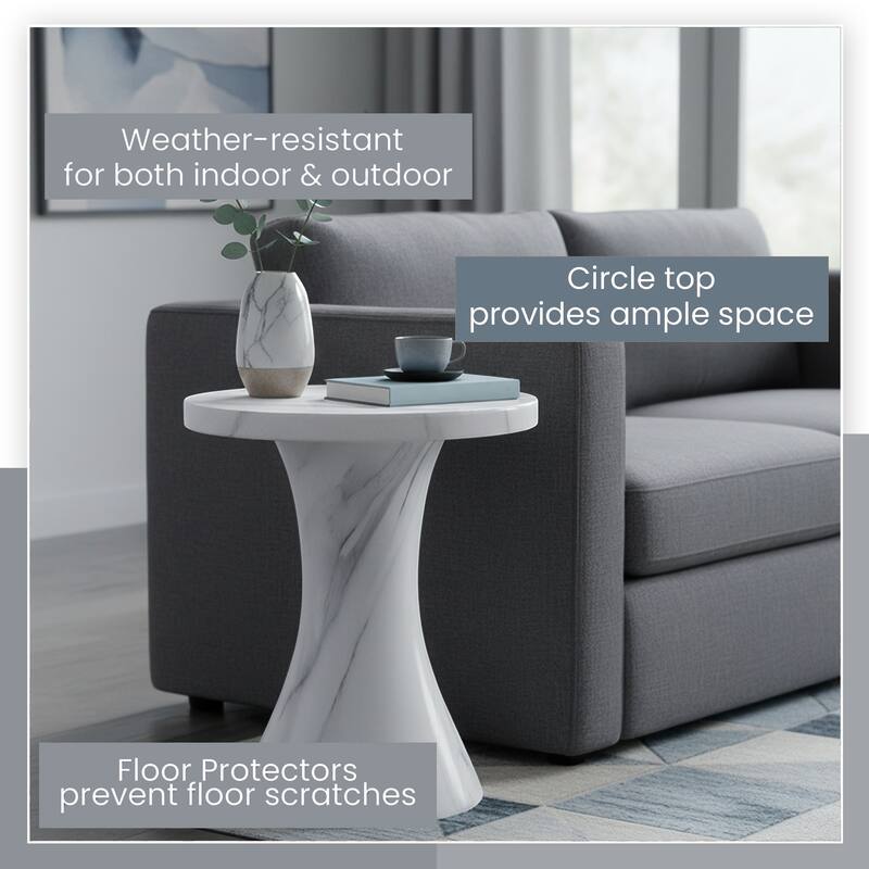 Weather-resistant for both indoor & outdoor  
Circle top provides ample space  
Floor Protectors prevent floor scratches