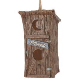 Spoontiques - Occupied Outhouse Resin Shaped Backyard Garden Decor Birdhouse 9 Inch