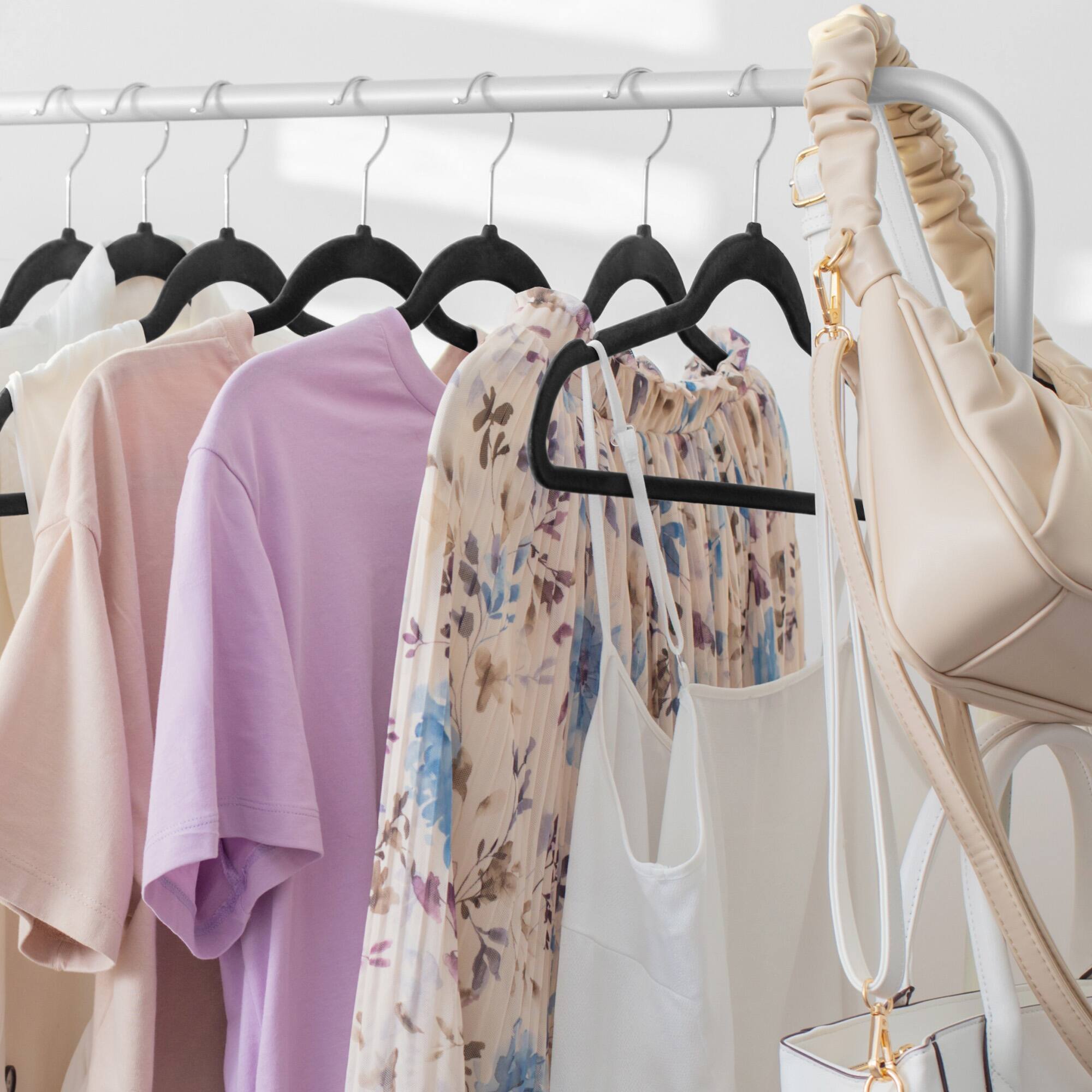 Alt View 3. Casafield - 50 Velvet Suit Hangers - Space-Saving Non-Slip Clothes Hangers - Black.