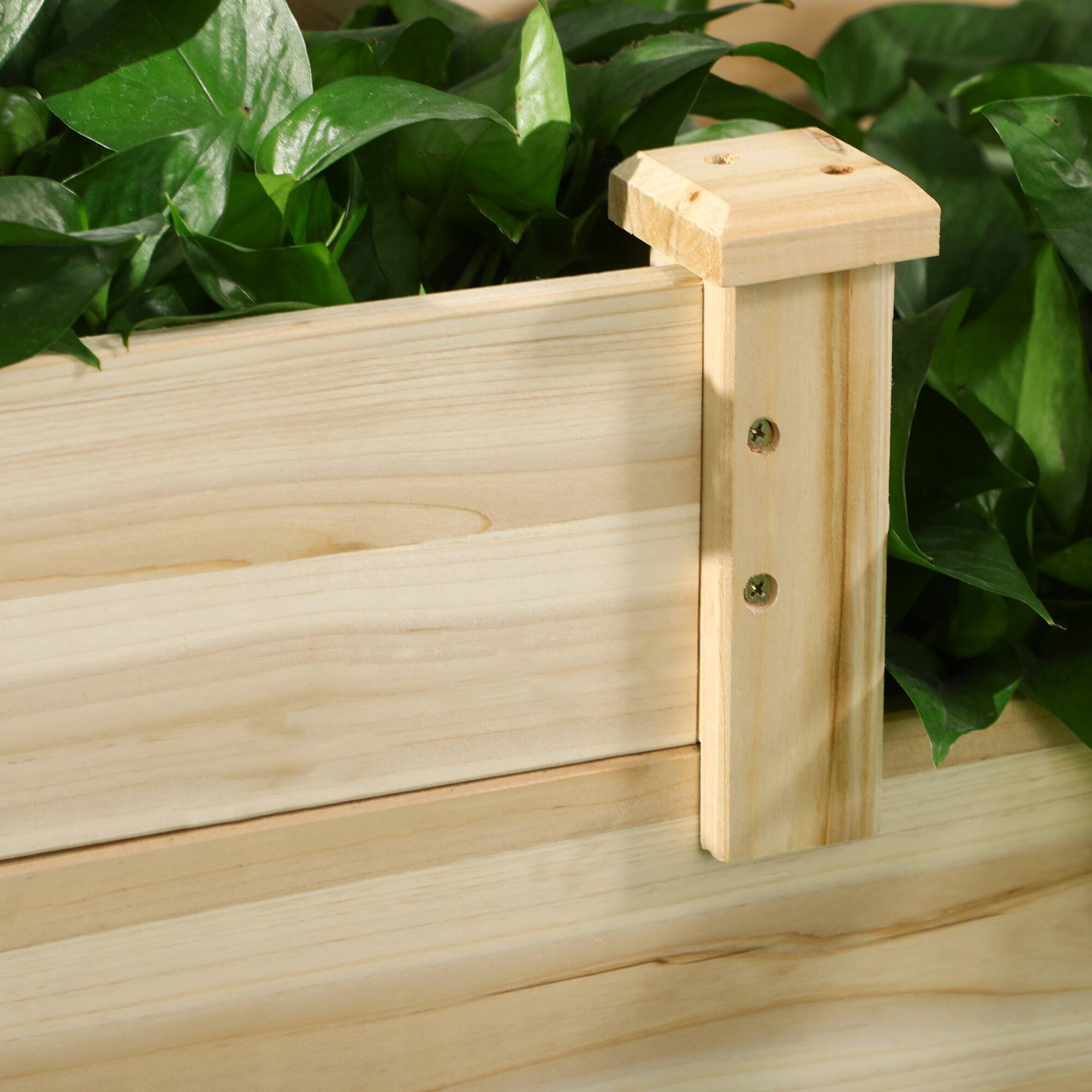 Alt View 7. Outsunny - 3 Tier Raised Garden Bed, Outdoor Planter Box, Wooden Garden Box with Open Bottom for Growing Vegetables - Natural Wood.