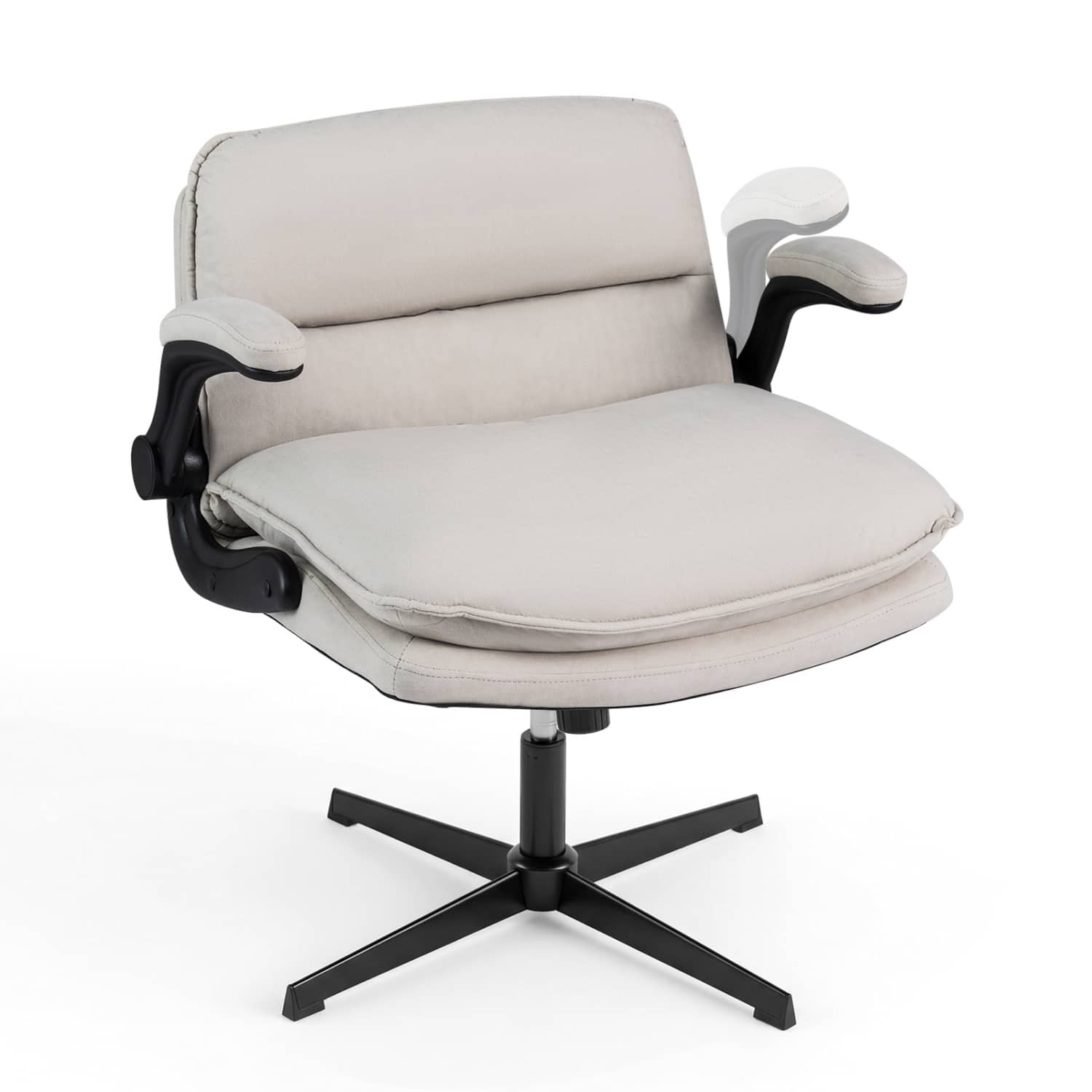 WELLFOR - Criss Cross Chair with Flip-up Arms Ergonomic Office Desk Chair with Adjustable Height Wide Backrest Padded Seat - Beige price history on PriceWatchPro