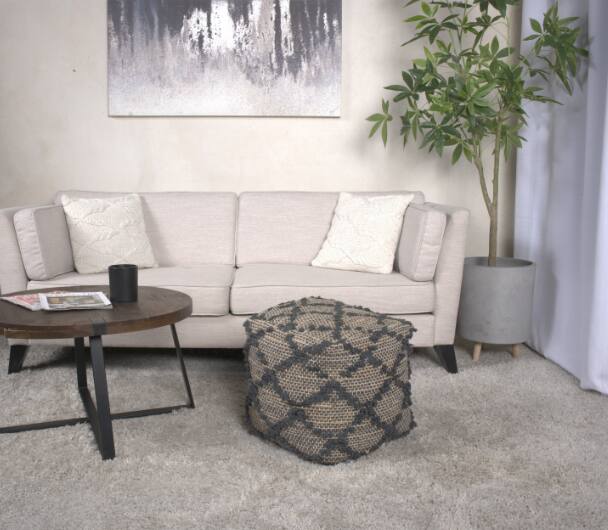 Front. Tiramisubest - Charcoal Square Pouf Ottoman Floor Cushion - Brown.