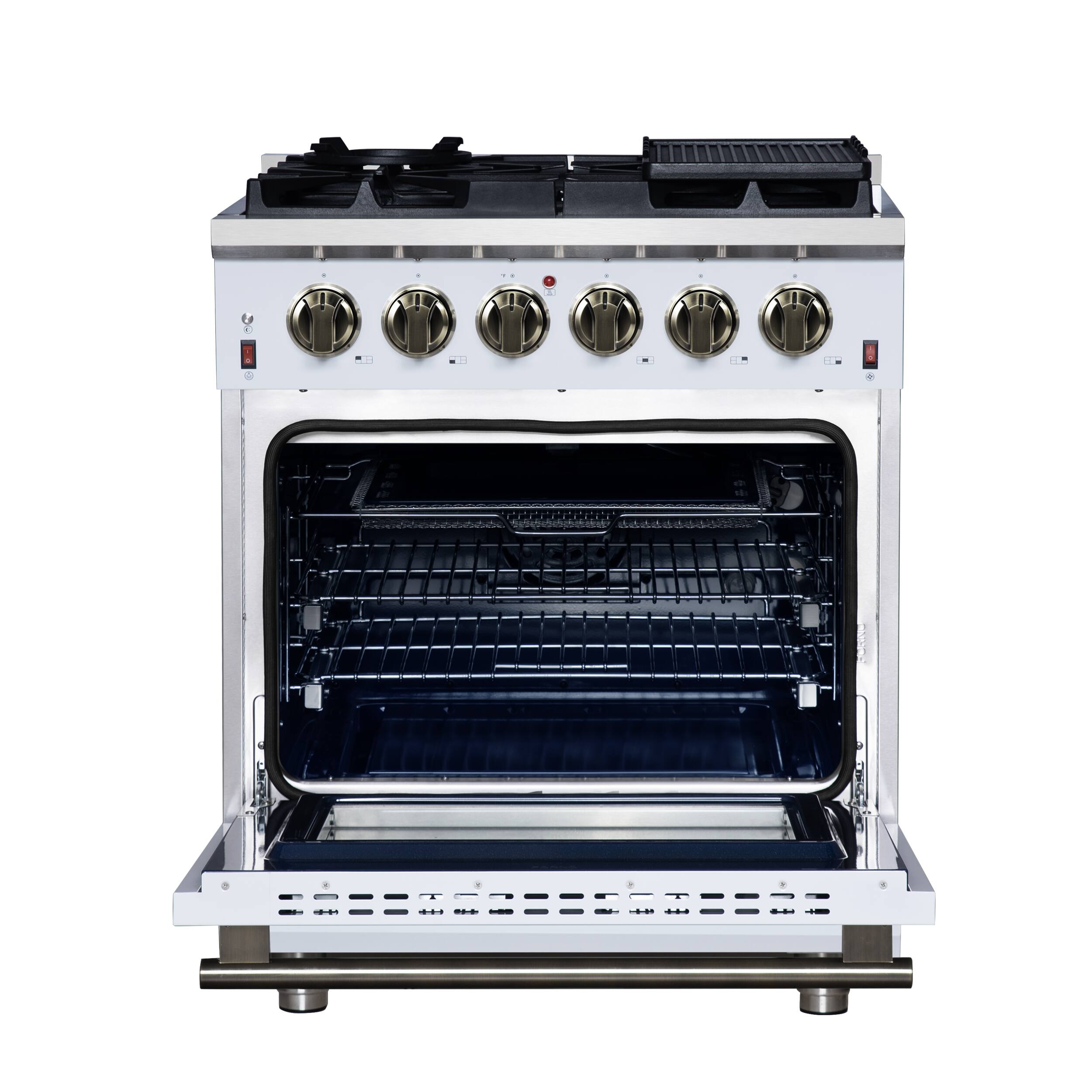 Alt View 8. Forno Appliances - Massimo 4.32 Cu. Ft. Freestanding Gas Convection Range with Air Fryer Kit, Wok Support & Griddle - White.