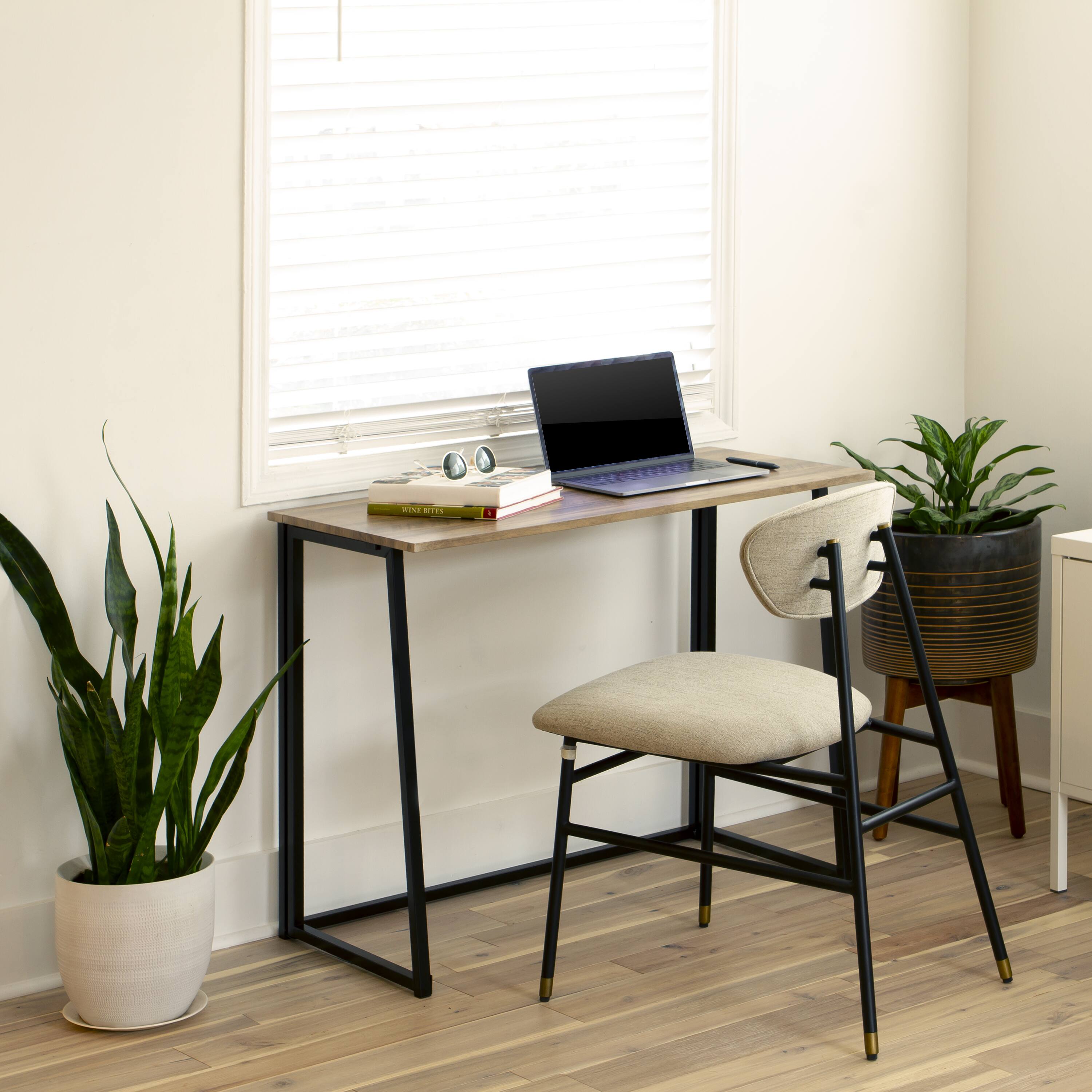 Alt View 3. Emma + Oliver - Small Home Office Folding Computer Desk - Laptop Desk - Rustic.