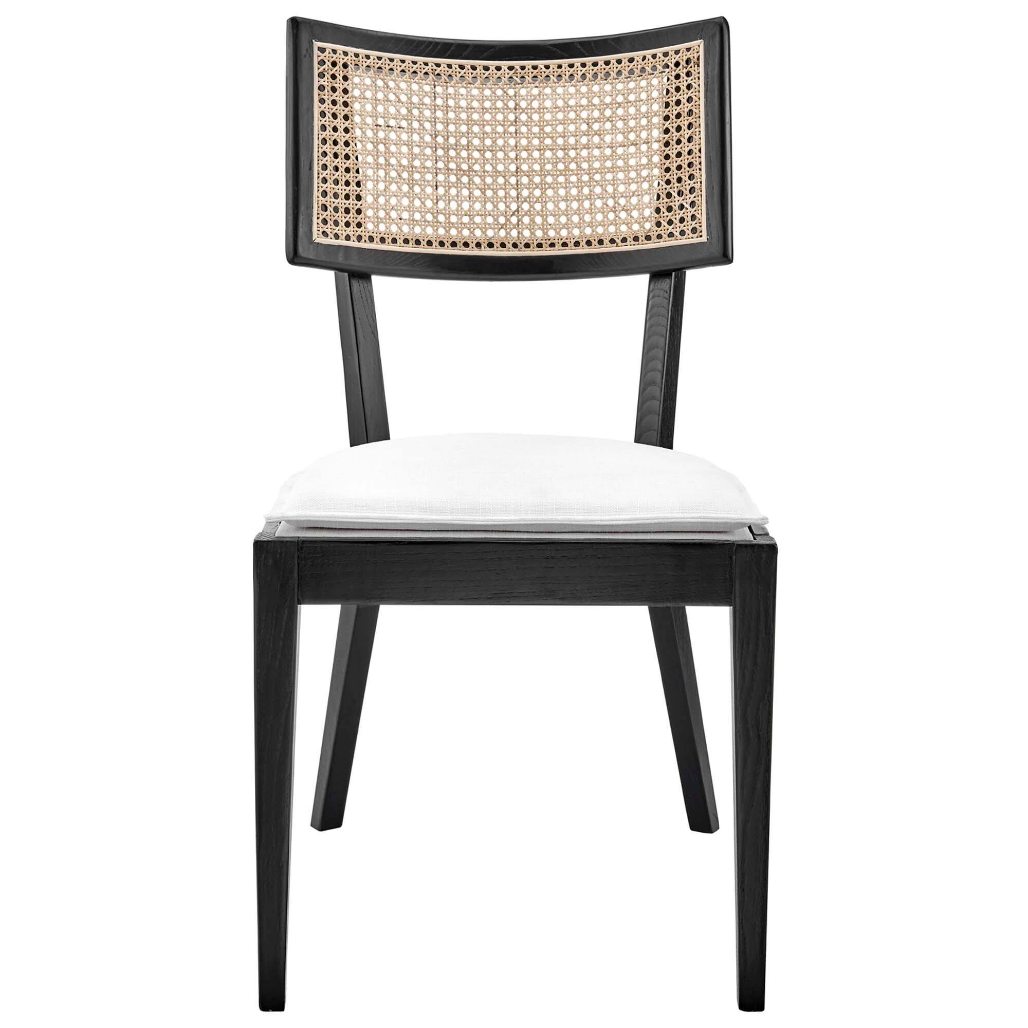 Alt View 2. Modway - Caledonia Fabric Upholstered Wood Dining Chair Set of 2 by Modway - White.