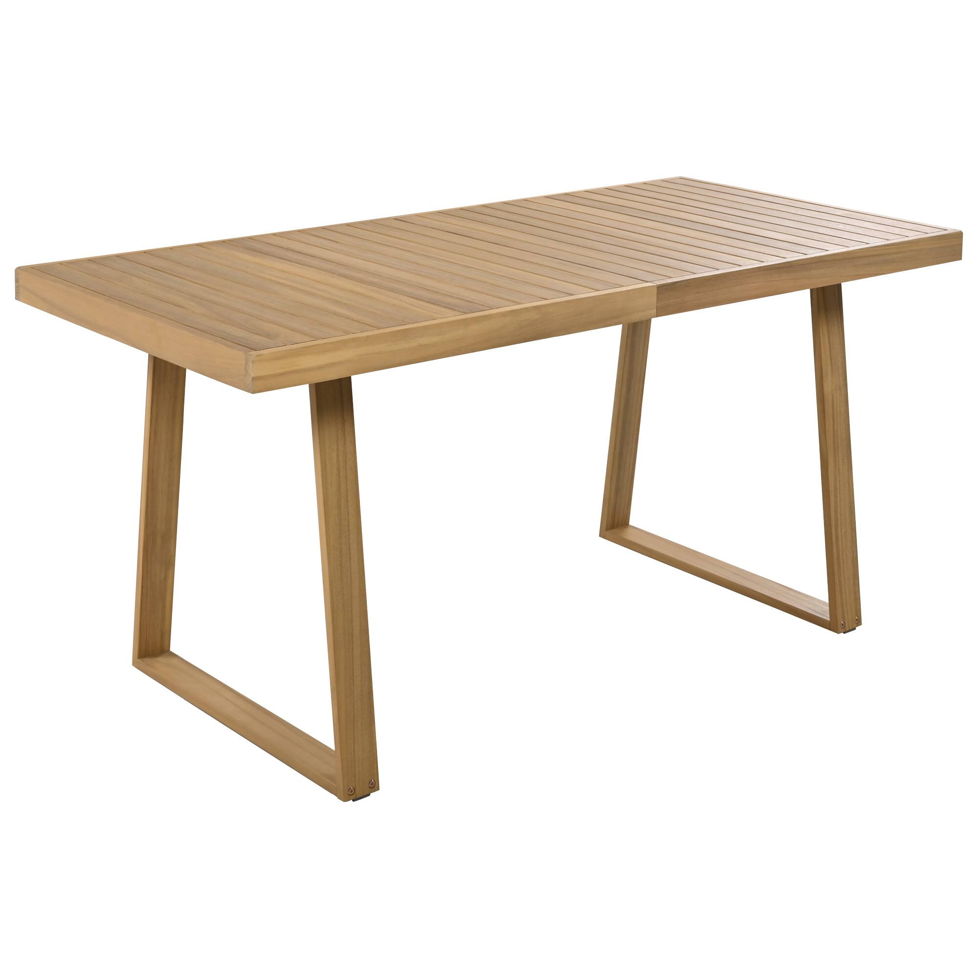 Alt View 1. Mondawe - Outdoor Acacia Wood Dining Table and Chair Set with Thick Cushions - Brown+Gray.