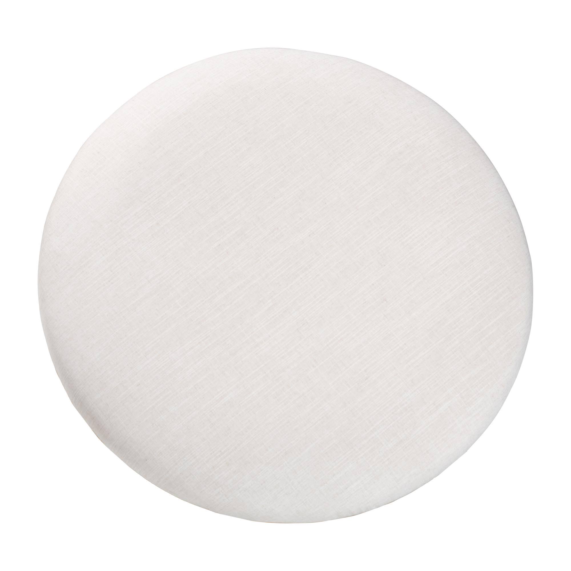 Left. Baxton Studio - Fumiye Cocktail Ottoman - Modern Rustic Accent Stool with Hand-Forged Metal Frame and Upholstered Seat, Round 30" - Ivory/Gold.