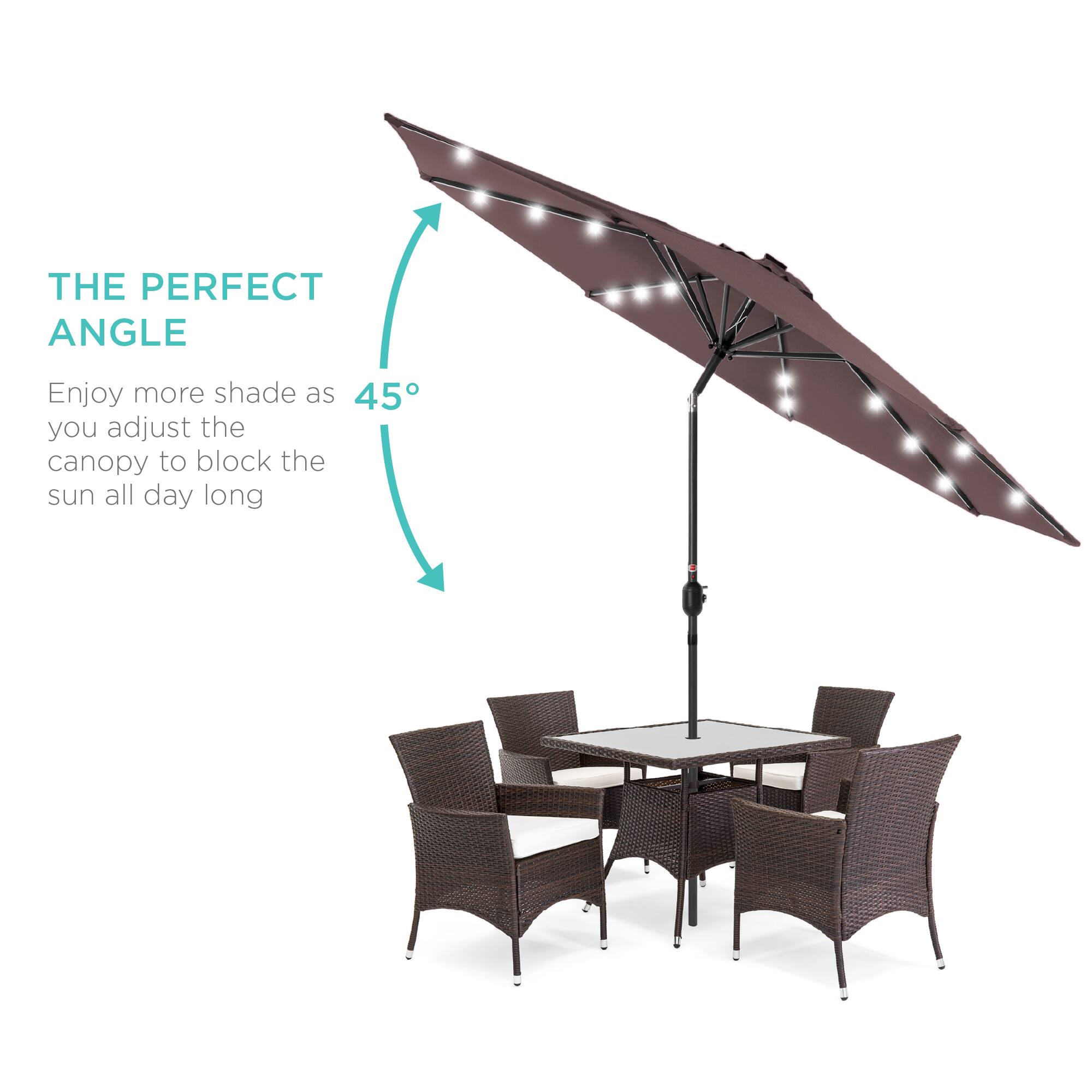 The perfect angle. Enjoy more shade as you adjust the canopy to block the sun all day long.