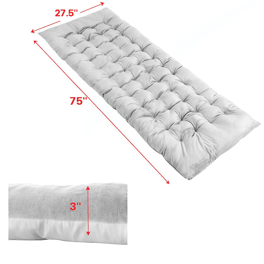 Left. BreeBe - Portable Camping Cot Mattress with Plush Crystal Velvet Surface - Gray.