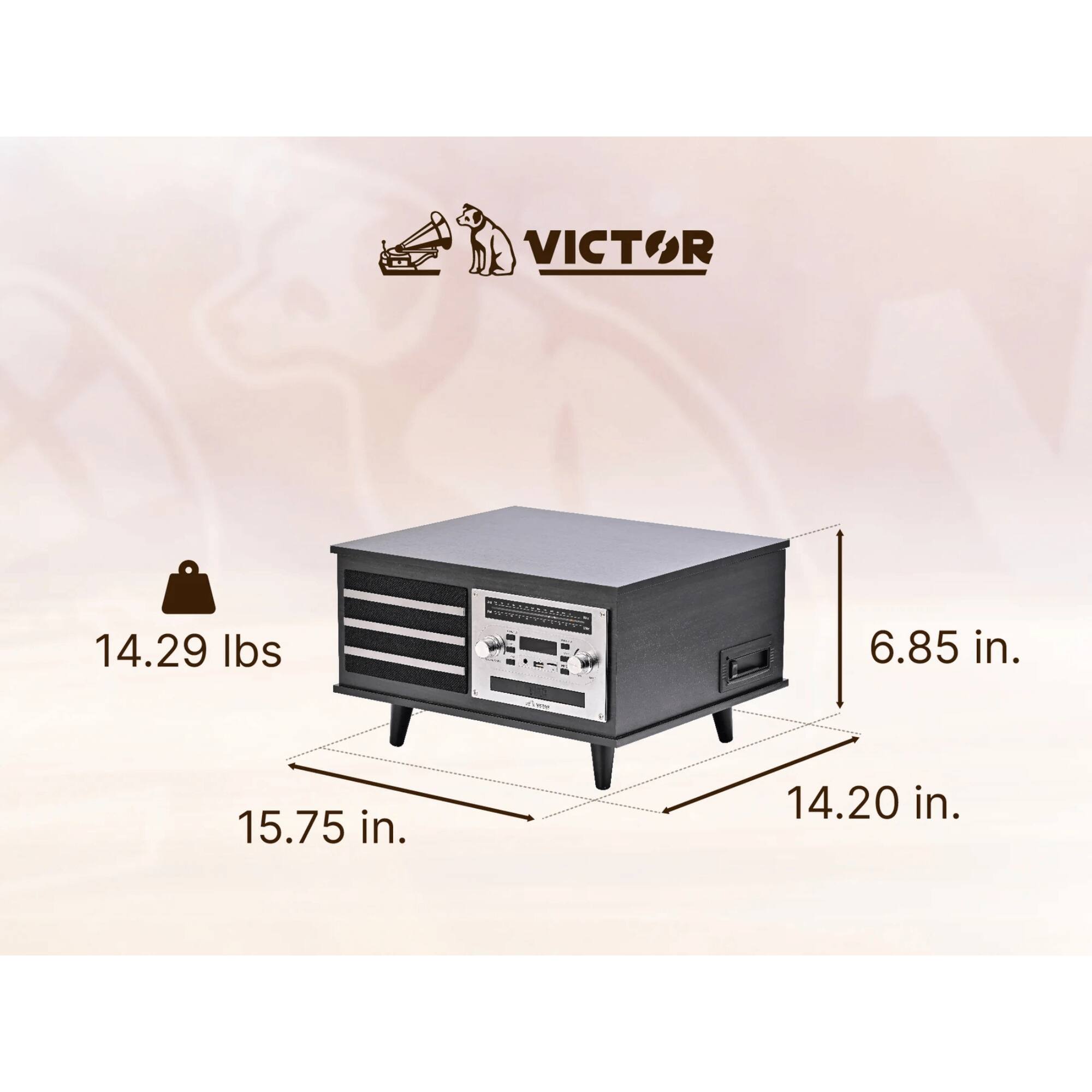 VICTOR  
14.29 lbs  
15.75 in.  
14.20 in.  
6.85 in.