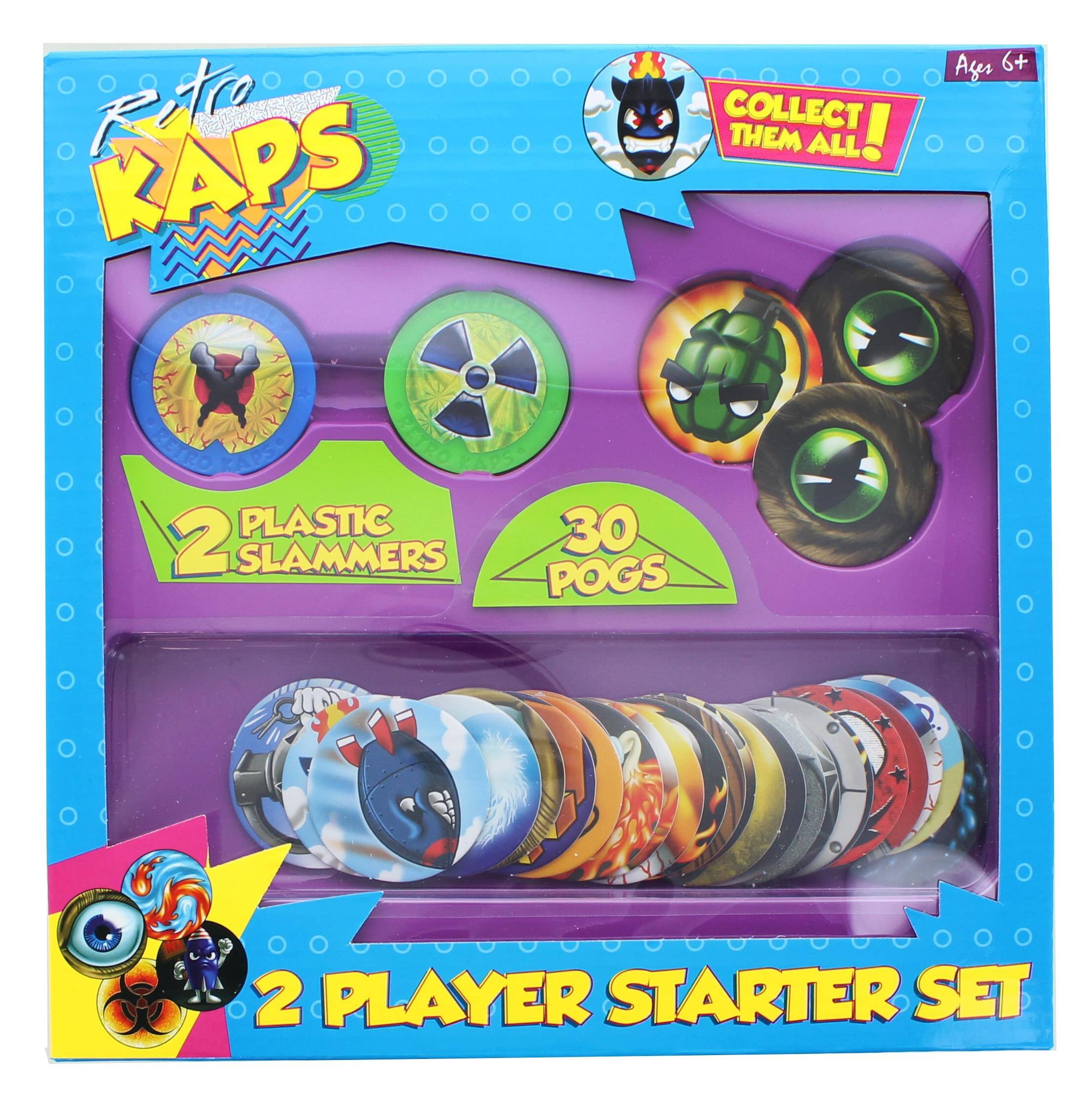 Toynk - Pogs 2 Player Starter Kit | 2 Slammers | 30 Pogs - Blue