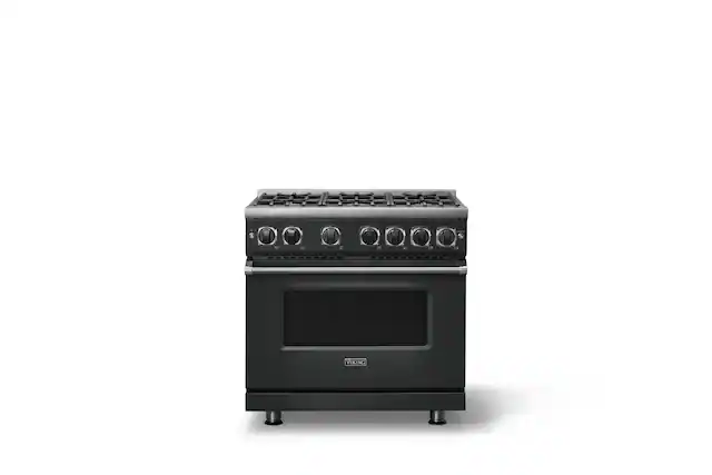 Front. Viking - 36 in. Wide 6 Burner Pro 7 Series 5.6 Cu. Ft. Freestanding Sealed Burner Gas Convection Range - Antique Bronze - Antique Bronze.