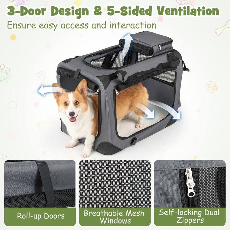 3-Door Design & 5-Sided Ventilation  
Ensure easy access and interaction  

Roll-up Doors  
Breathable Mesh Windows  
Self-locking Dual Zippers