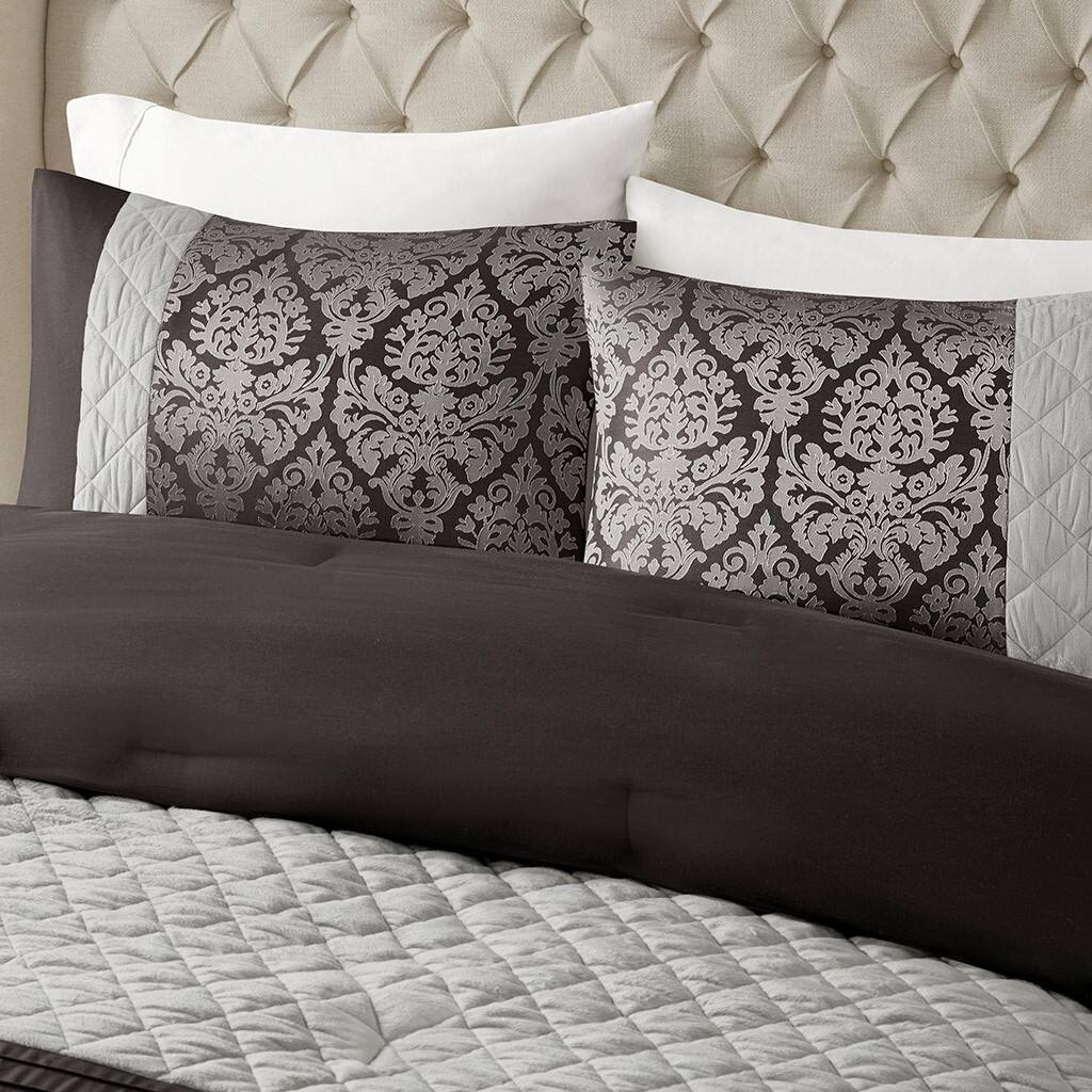 Alt View 2. Gracie Mills - Gracie Mills Delilah 6 Piece Jacquard Comforter Set - Black.