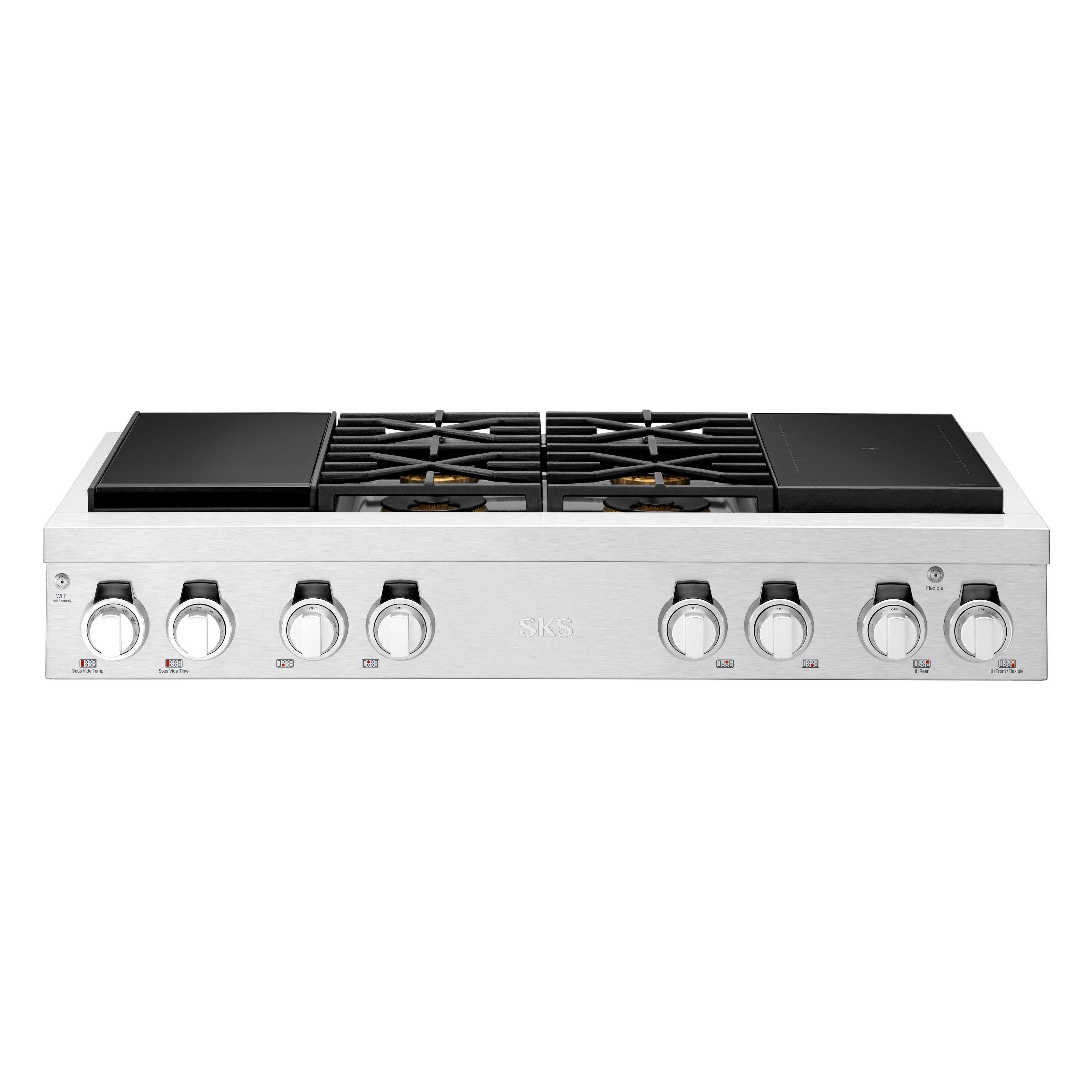 SKS - 48" Dual Fuel Rangetop with Sous-Vide and Induction - Stainless Steel