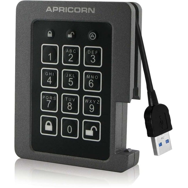 Apricorn - Aegis Padlock ASSD-3PL256-1TBF 1 TB Solid State Drive - 2.5" Internal - TAA Compliant - USB 3.1 - 300 - Black