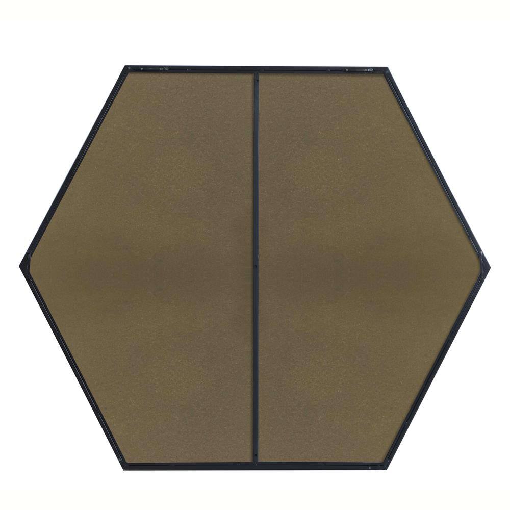 Angle. Elegant Decor - Metal frame hexagon mirror 41 inch in Black - Black.