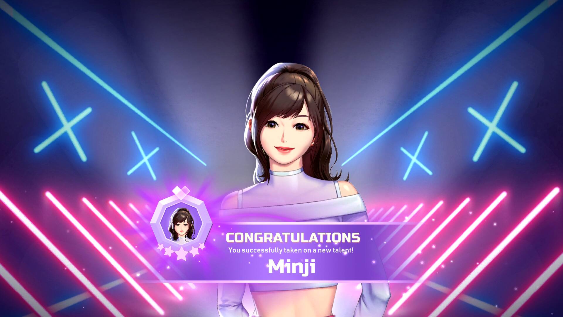 CONGRATULATIONS  
You successfully taken on a new talent!  
Minji