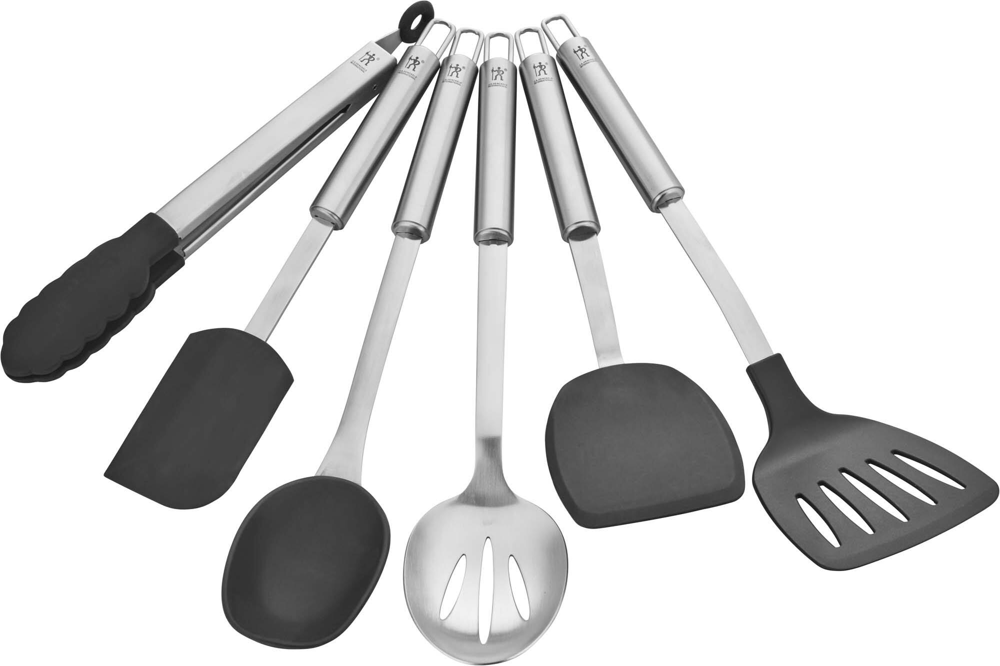Alt View 1. Henckels - Henckels Cooking Tools 6-PC Kitchen Gadgets Sets with Spatula, Tongs, Cooking Spoon, 18/10 STAINLESS STEEL - Stainless Steel.