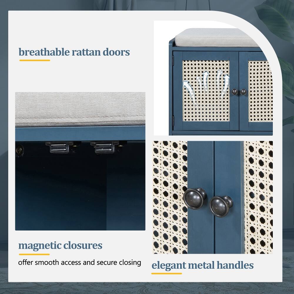 breathable rattan doors

magnetic closures offer smooth access and secure closing

elegant metal handles