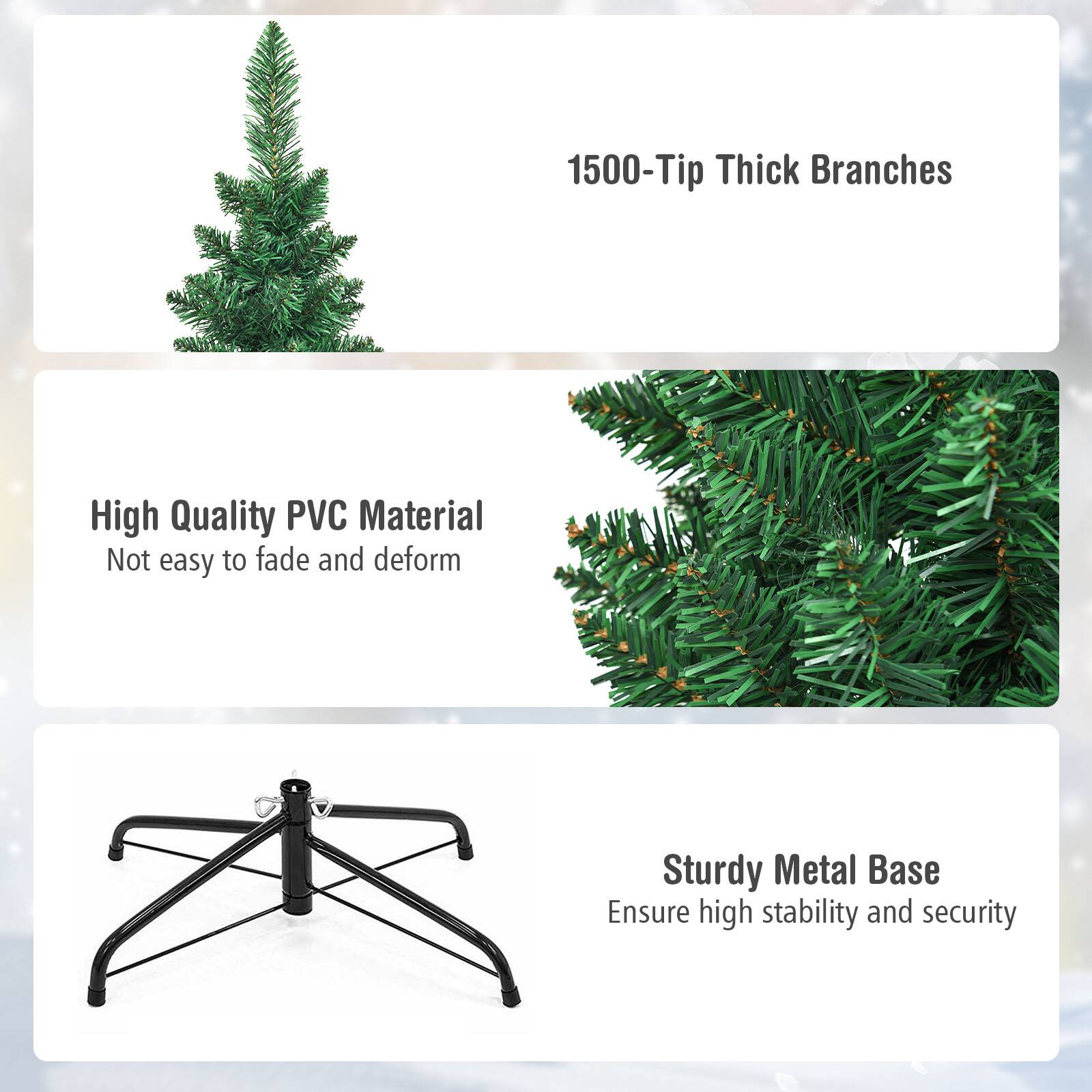 1500-Tip Thick Branches

High Quality PVC Material  
Not easy to fade and deform

Sturdy Metal Base  
Ensure high stability and security