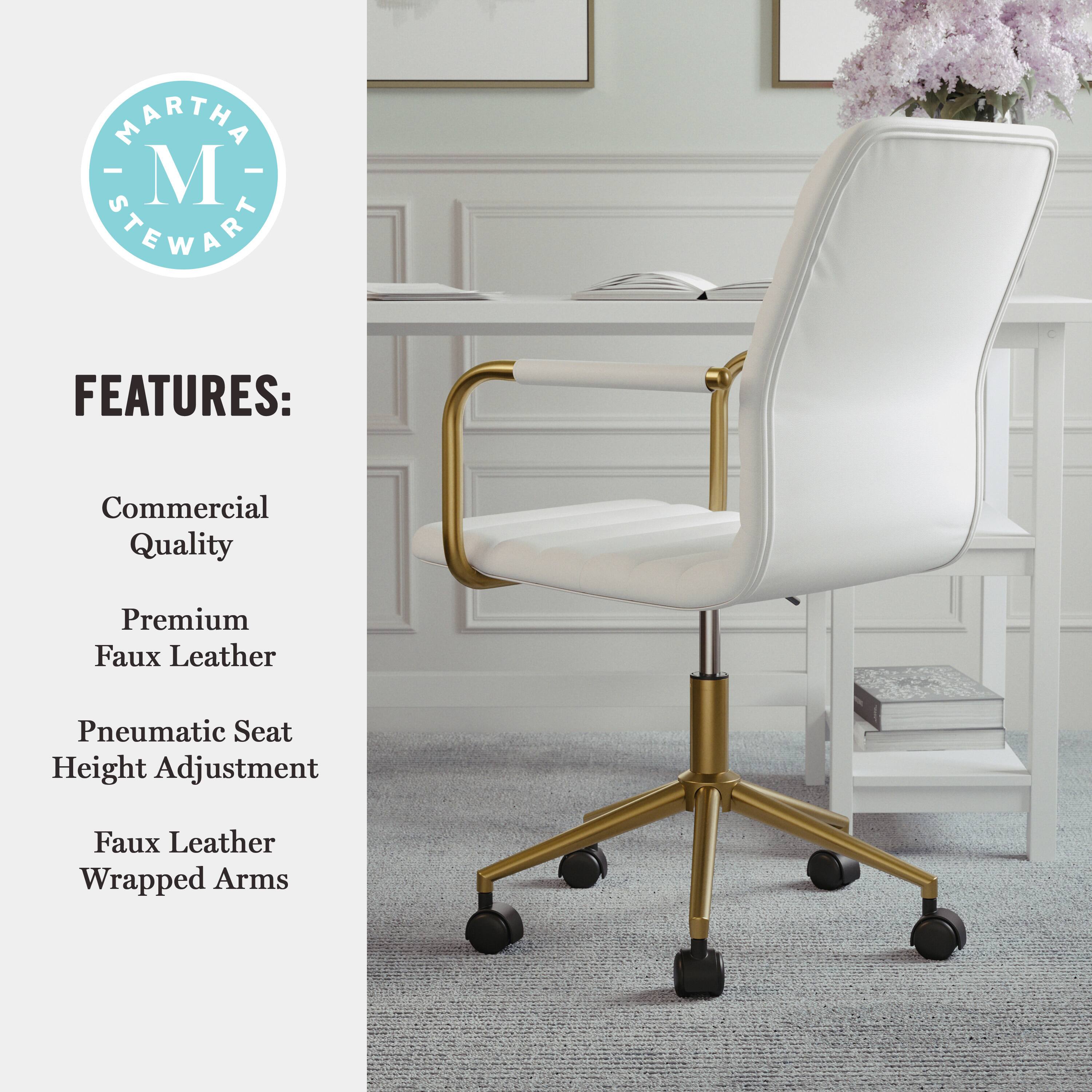 MARTHA STEWART FEATURES: Commercial Quality Premium Faux Leather Pneumatic Seat Height Adjustment Faux Leather Wrapped Arms
