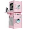 Front. Best Choice Products - Best Choice Products Pretend Play Kids Wooden Stacked Washer & Dryer Set w/ Toy Laundry Storage and Accessories - Pink - Pink.
