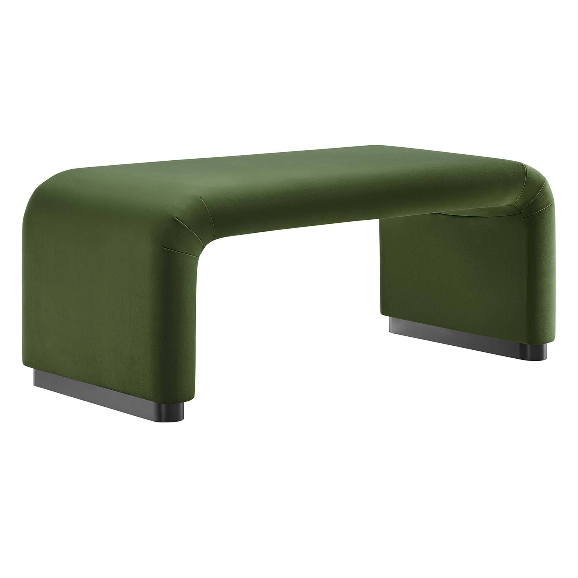 Angle. Modway - Koda Performance Velvet Waterfall Ottoman by Modway - Black Moss Green.