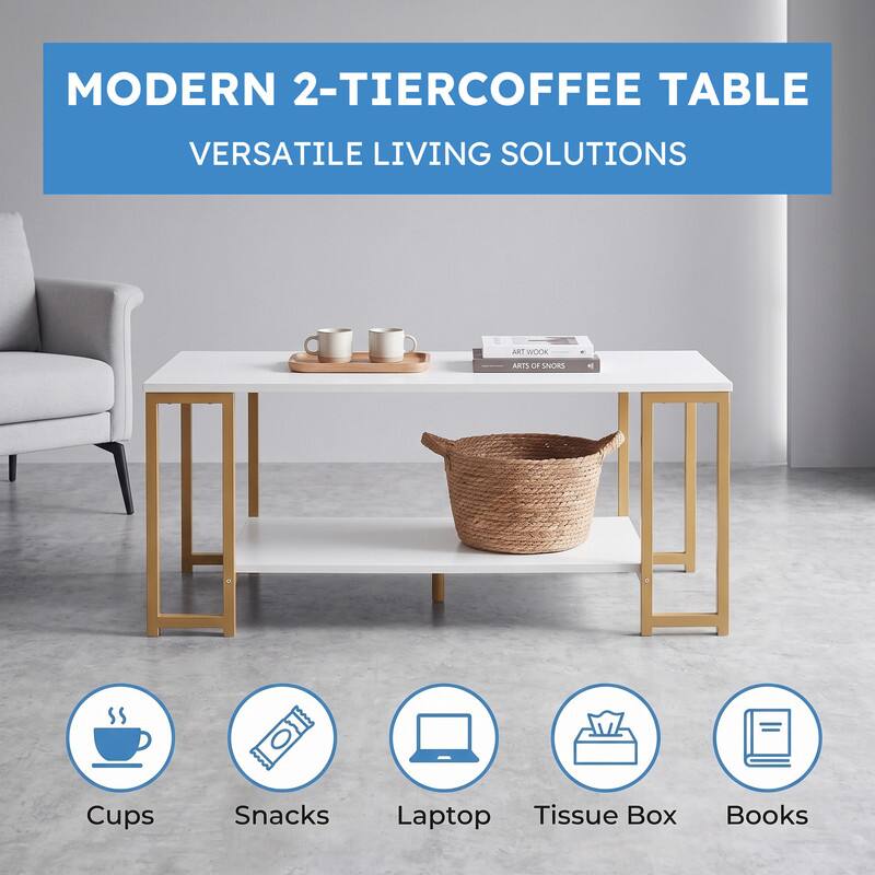 MODERN 2-TIER COFFEE TABLE  
VERSATILE LIVING SOLUTIONS  

ART WORK  
ARTS OF SNORS  

Cups  
Snacks  
Laptop  
Tissue Box  
Books