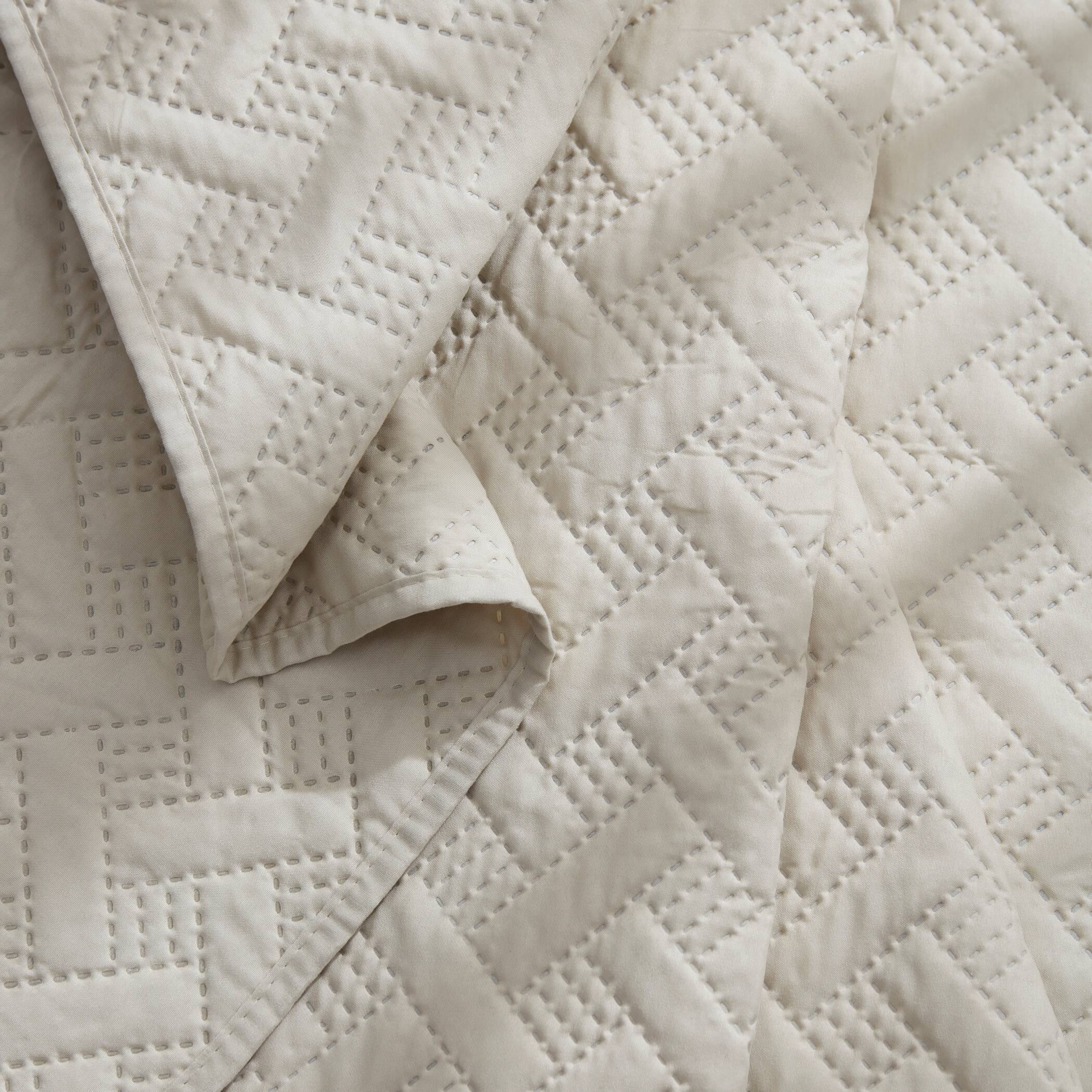 Alt View 1. Dan River - Dan River 2 Piece Basket Pinsonic 1 quilt 1 sham - Oatmeal.