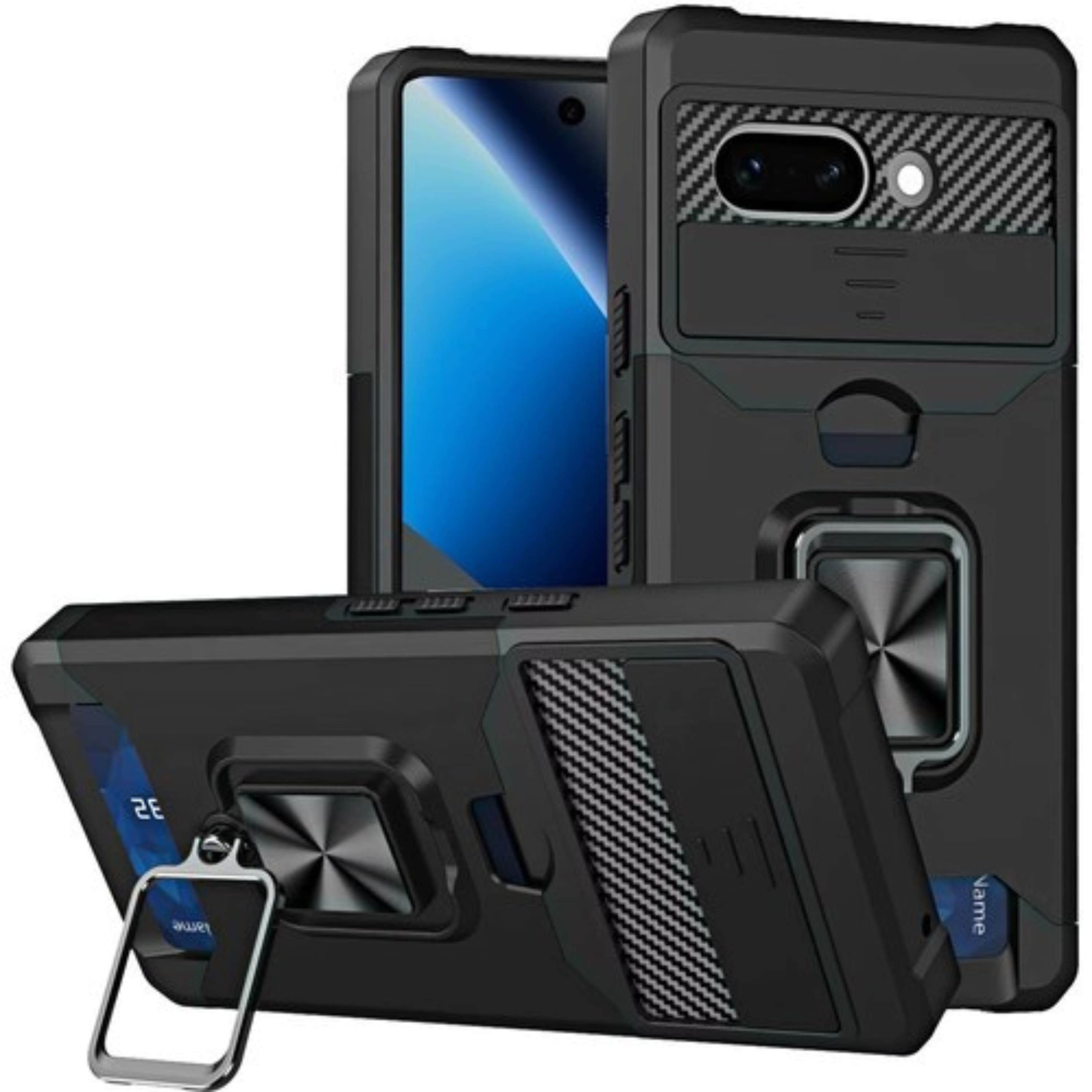 Kitcheniva - Multi-Use Card Holder Camera Lens Cover Phone Case With Tempered Glass For Google Pixel 10a - Black price history on PriceWatchPro