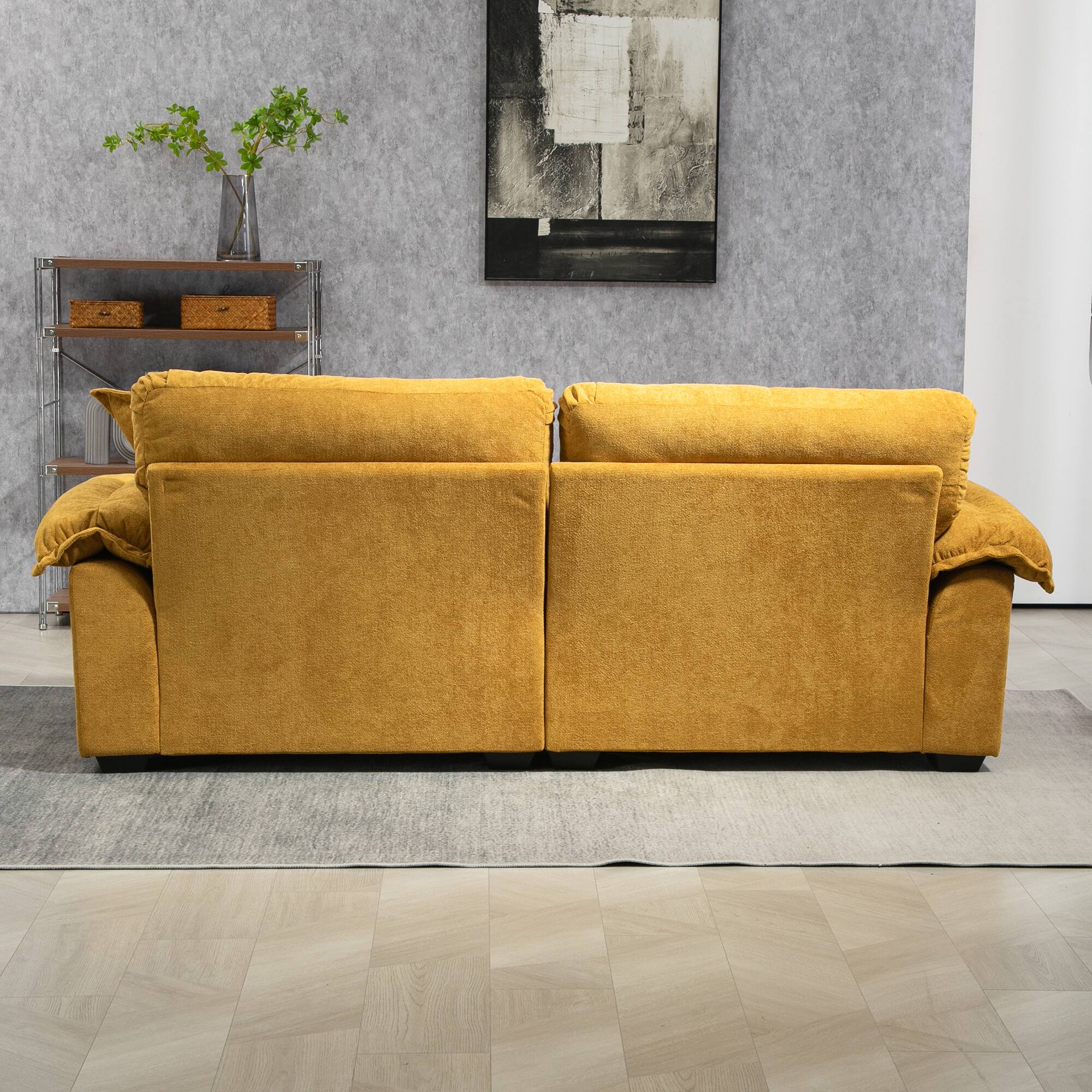 Alt View 1. Tiramisubest - 84"Chenille Sofa,Loveseat Deep Seat Sofa Couch with Pillows & Memory Foam for Living Room,Apartment,Office Lounge-Yellow - Yellow.