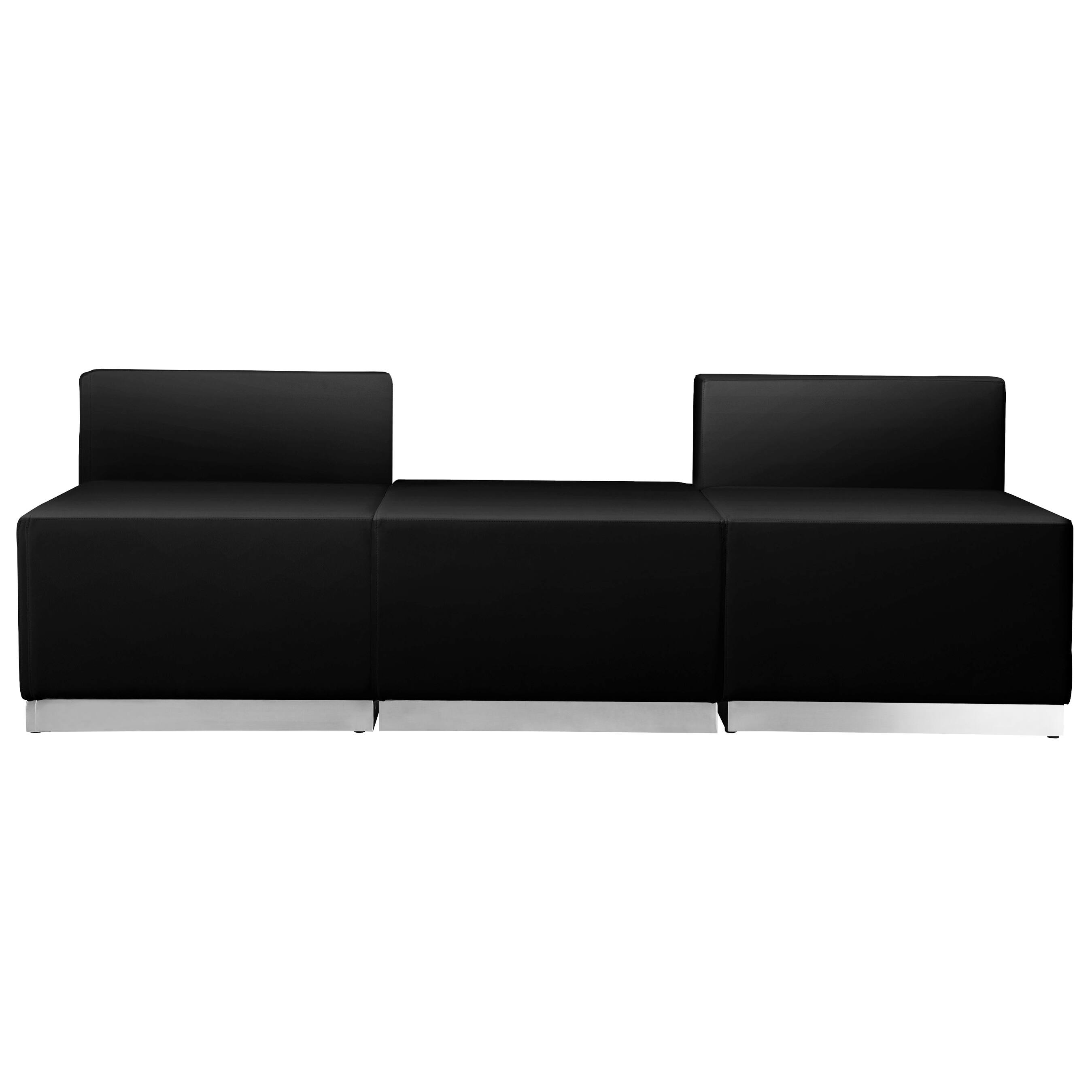 Alt View 4. Emma + Oliver - Faux Leather Modular Reception Seating Configuration, 3 Pieces - Black.