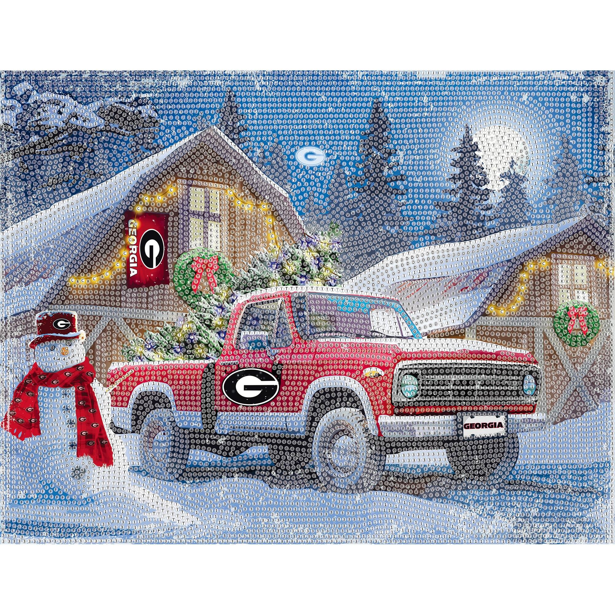 Alt View 3. Sporticulture - Georgia Bulldogs Winter Truck Diamond Art Holiday Craft Kit - Multicolor.