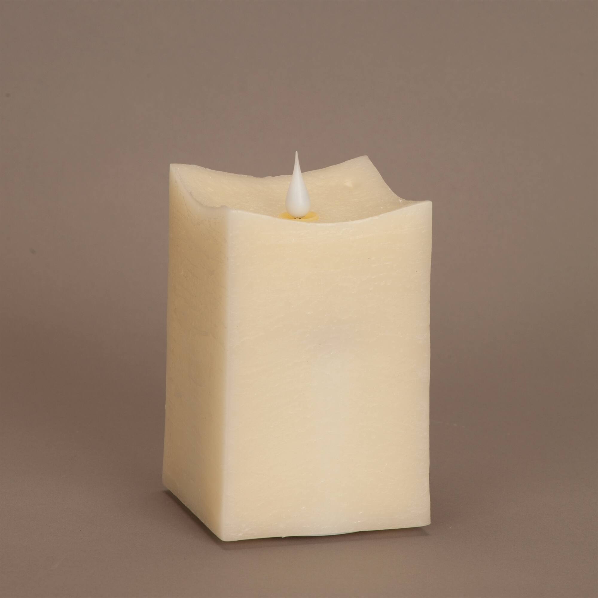 Left. BreeBe - Simplux LED Squared Candle with Moving Flame and Remote (Set of 2) - Beige.