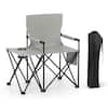 Front. Gymax - Gymax Oversized Camping Chair w/Side Table 2 Storage Pockets Cup Holder for Fishing Gray - Gray.