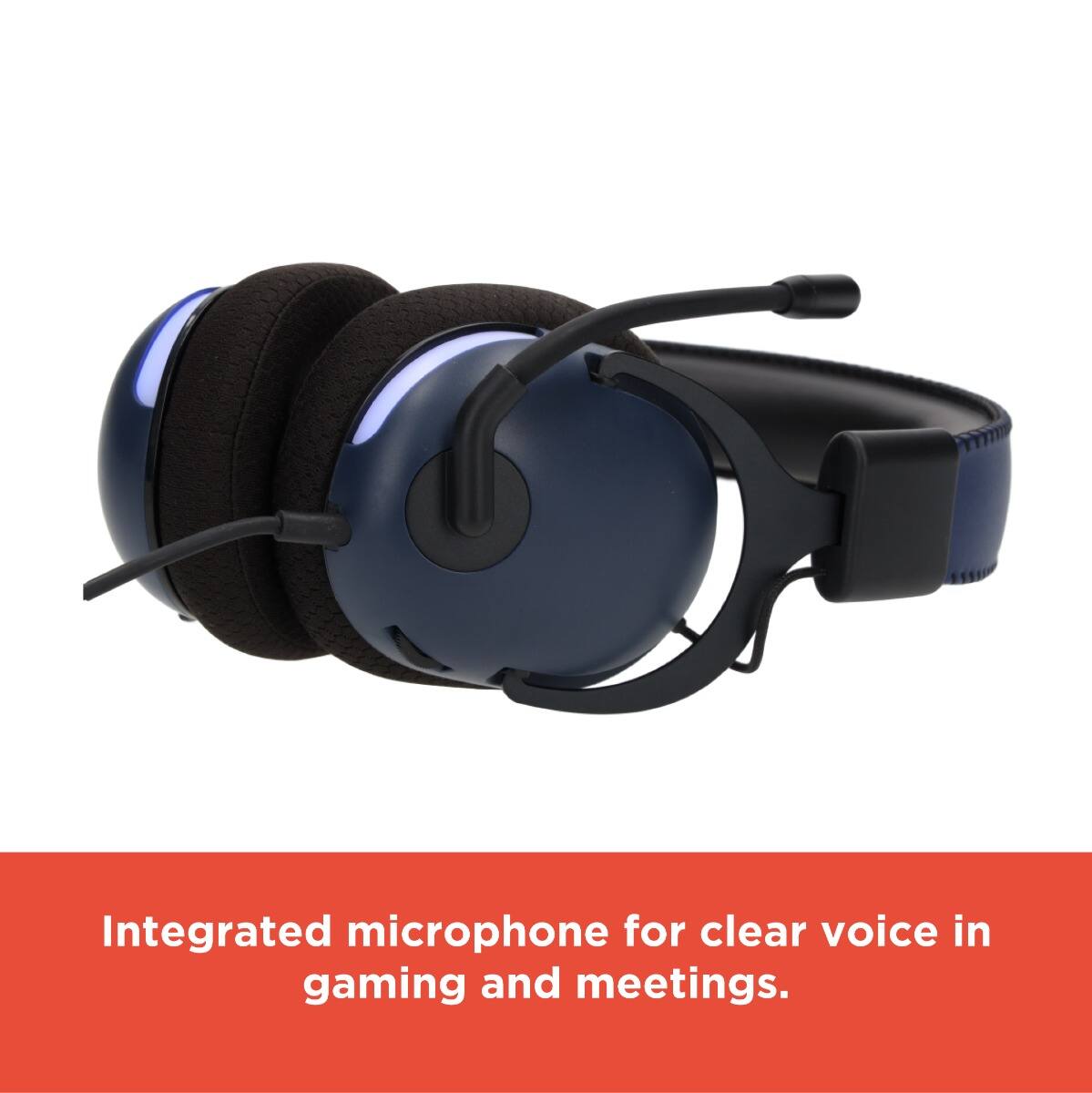 Integrated microphone for clear voice in gaming and meetings.