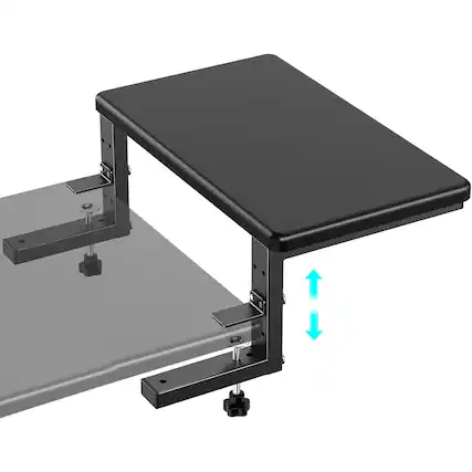 Front. PARKER SLATER - 3-in-1 Clamp-On Desk Extension & Adjustable 16.5" Monitor Shelf - Black.