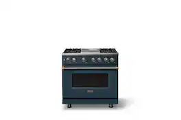 Viking - 36"W. Pro5S 5.6 Cu. Ft. Freestanding Self-Clean Sealed 4B Dual Fuel Convection Range/Grdl-Squall/Brushed Brass - Squall