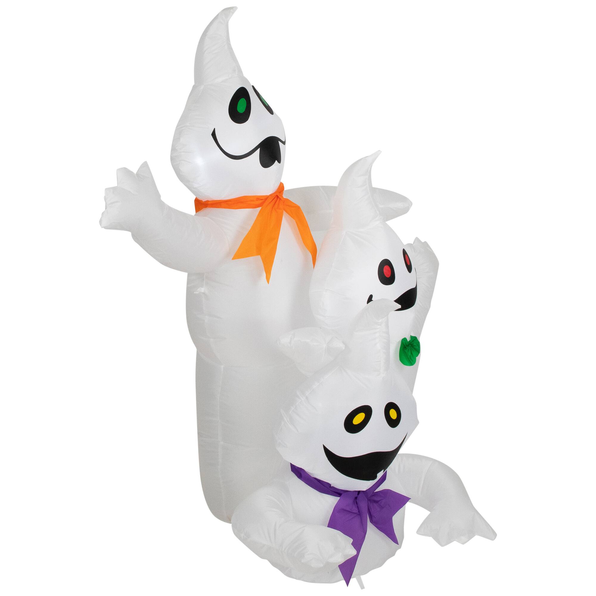 Alt View 3. Northlight - LED Lighted Ghost Trio Inflatable Outdoor Halloween Decoration - 3.5'- Warm White Lights - White.