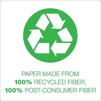PAPER MADE FROM  
100% RECYCLED FIBER,  
100% POST-CONSUMER FIBER
